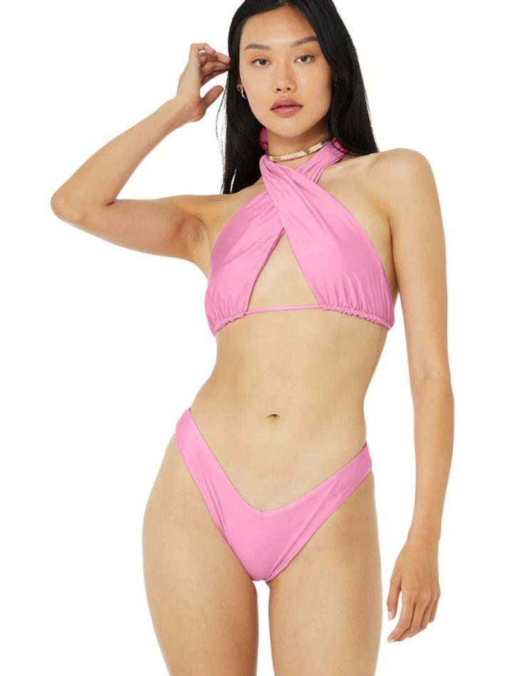 Bikini 2 Mảnh Vát Chéo Quyến Rũ Bikinis Bash Top – ALO YOGA – Pink Checker