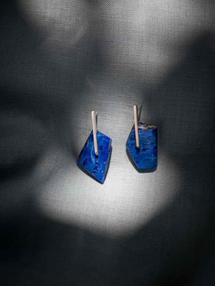 Hoa Tai Đá Geometrical Lapis Lazuli – Lore Segers Jewels