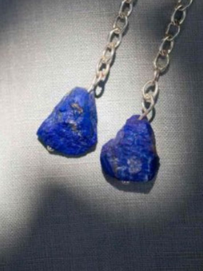 Hoa Tai Xích Bạc Đá Lapis Lazuli – Lore Segers Jewels