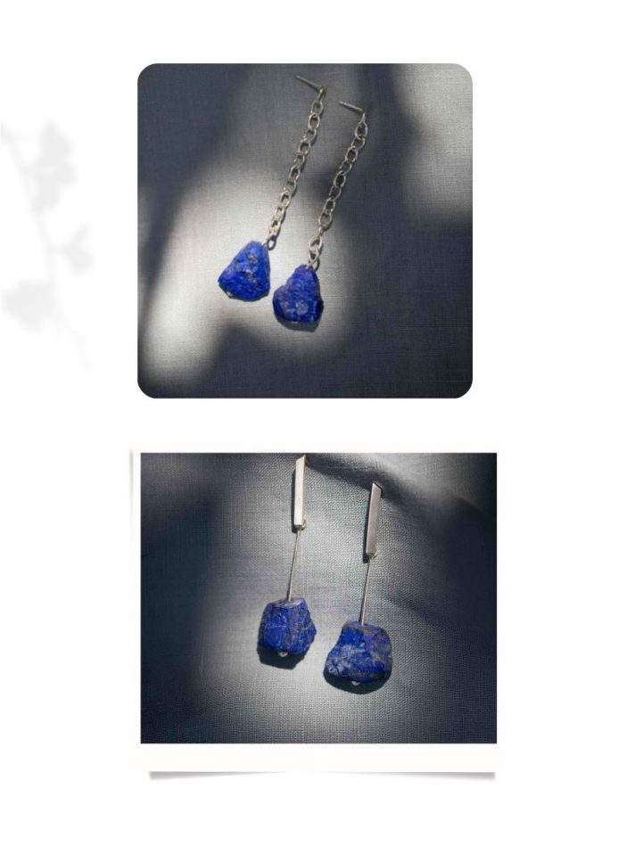 Hoa Tai Xích Bạc Đá Lapis Lazuli – Lore Segers Jewels