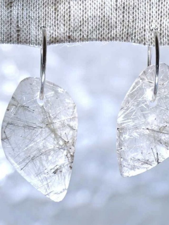 Hoa Tai Đá Thạch Anh Tóc Trắng Rutilated Quartz – Lore Segers Jewels