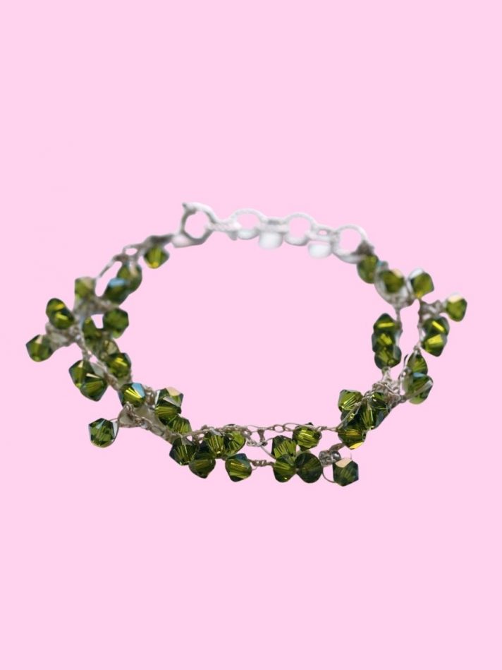 Vòng Tay Đá Swarovski Màu Xanh Olive- Hester Zagt Jewelry